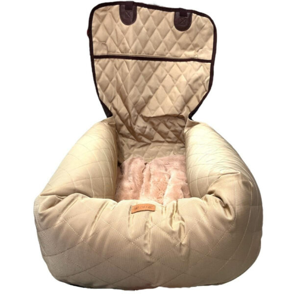Portable Dog Car Seat Made Of Super Soft, Super Firm Fabric With Adjustable Straps, Easy To Install