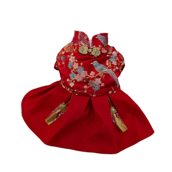 Luxurious Red Dress With Japanese Pattern M Size