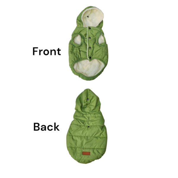 2 Layers Fleece Lined Warm Pet Jacket Super Warm In Winter Leash Hole On Neck, Elastics Edges Of Foot And Waist