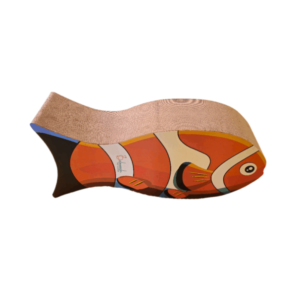 3D Shaped Cardboard Fish Scratch Lounge For Cats Orange 84*35*24 Cm