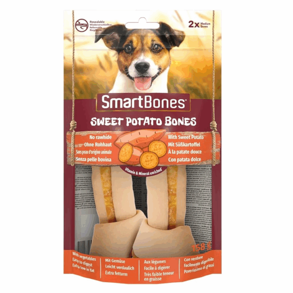 Smartbones 2 Medium Sweet Potato Bones Rawhide Free Chew Dog Treats