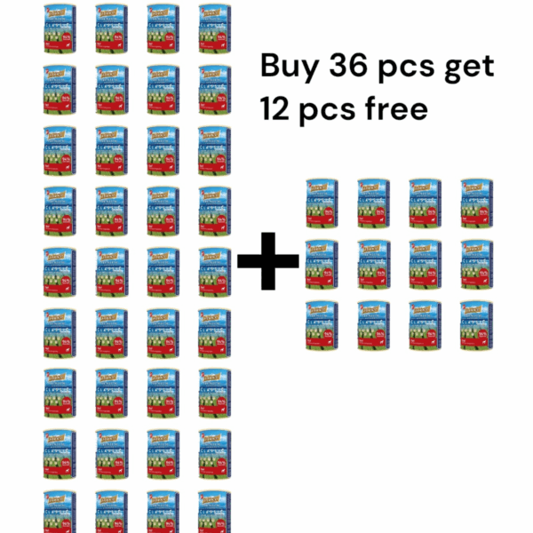 Buy 36 cans, get 12 free! Delicious 400g beef for dog