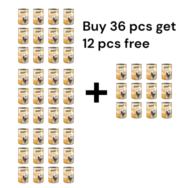 Buy 36 Chicken & Turkey Dog Food Cans, Get 12 Free – 405g Each