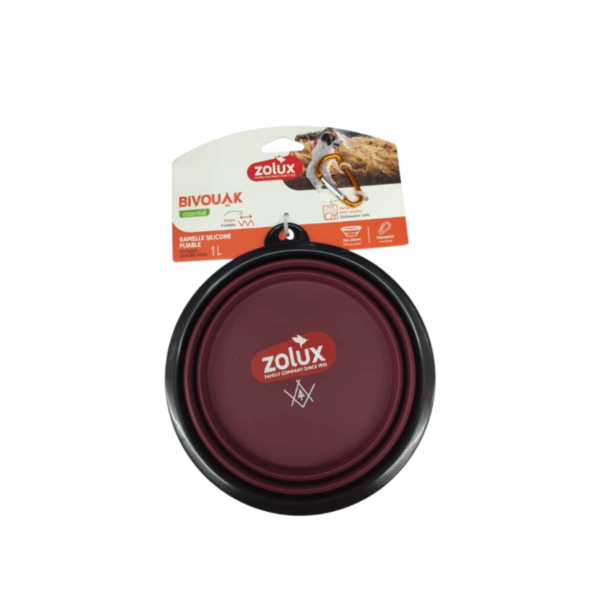 Practical Collapsible Silicone Bowl – Ideal For Travel With Pets, Space-saving Design, In A Stylish Burgundy Color. 1 Litter