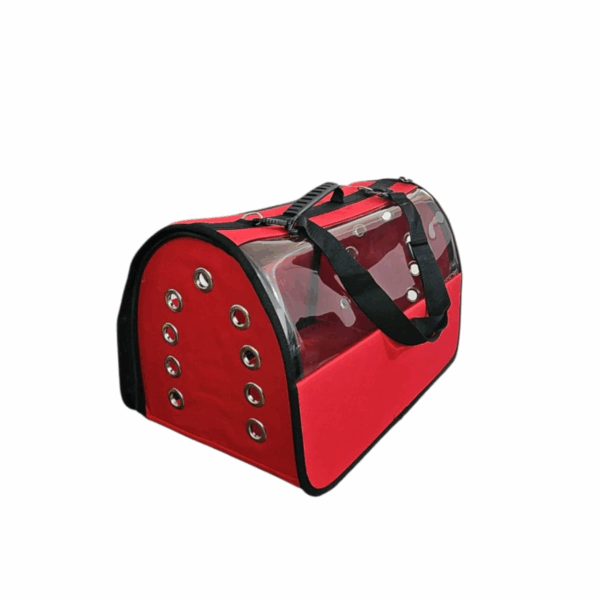 Breathable And Comfortable Pet Carrier With A Luxurious And Elegant Design – In Attractive Red With Transparent Sides 30Cm Height × 30Cm Width × 49Cm Length
