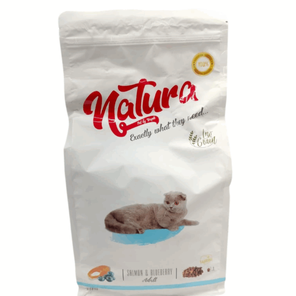 Natura Low Grain Adult Cat Food – Salmon & Blueberry (2kg)