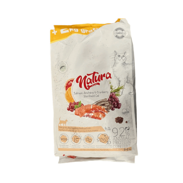 Natura Low Grain Sterilized Cat Food – Salmon, Anchovy & Cranberry (10kg)