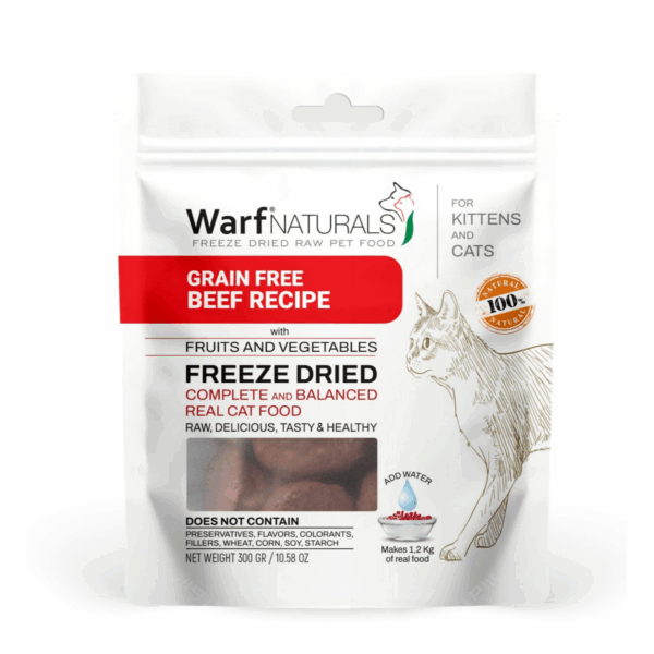 Warf Freeze-Dried Cat Food – Beef Recipe (300g, Grain-Free)