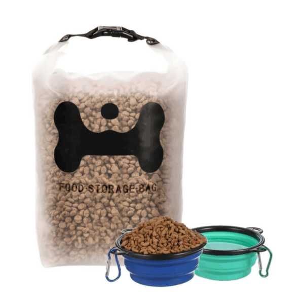 Pet Food Storage Bag, with 2PCS Collapsible Dog Travel Bowls