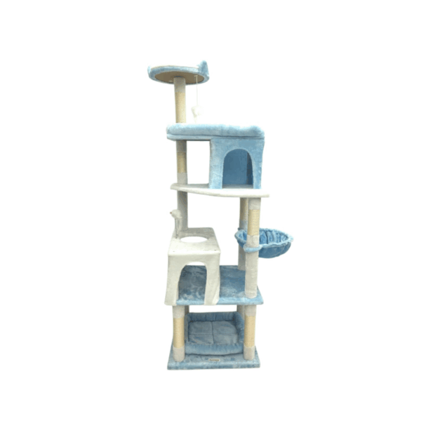 Durable Multi-Level Cat Tree with Scratching Posts Blue, Height 186 cm Width 76cm