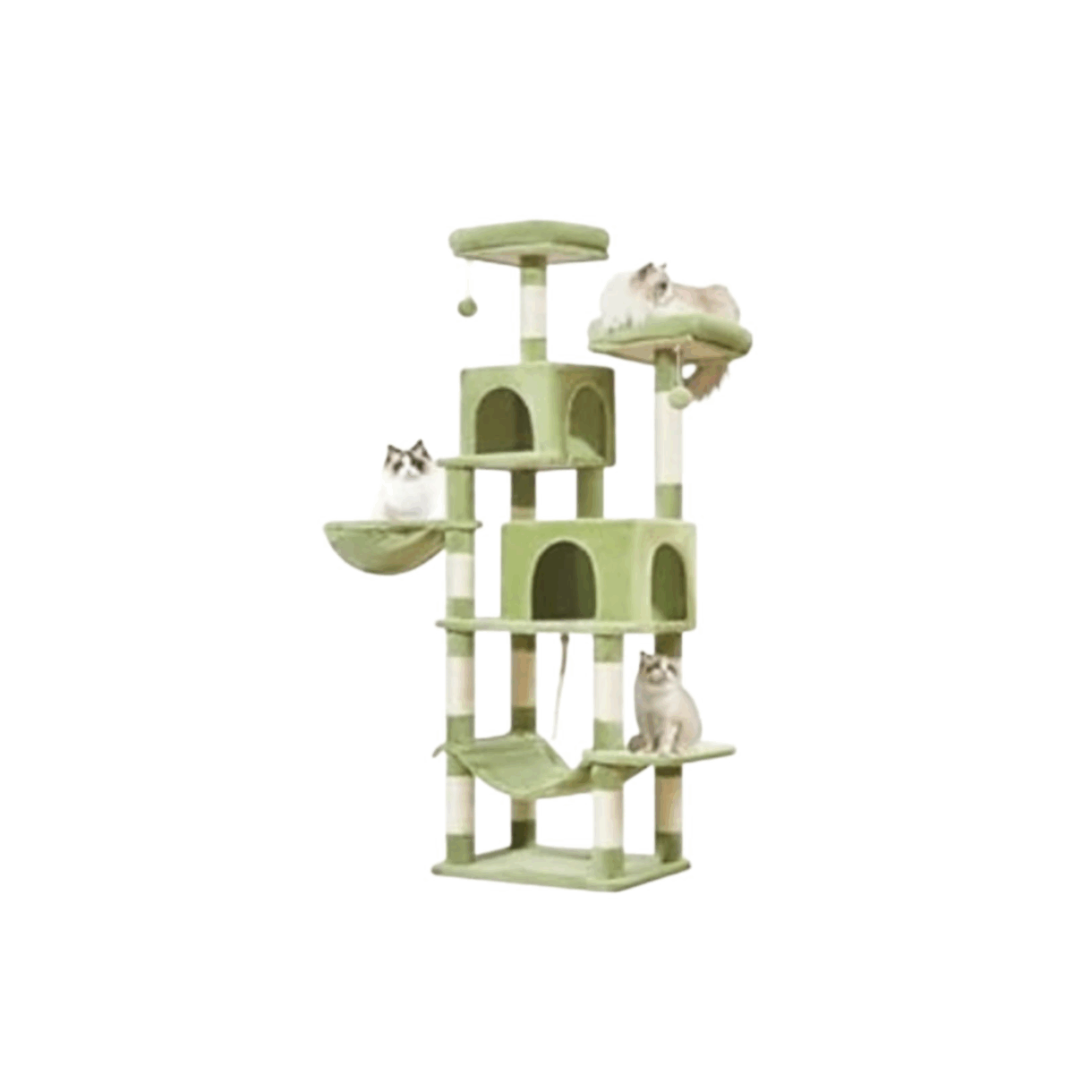 Luxury cat tree, multi-level with an elegant design and attractive green color, perfect for playing, climbing, and sleeping. Large size,57cmx42cmx27cm Weight 16.6kg