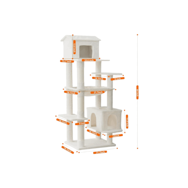 Elegant cat tree in beige color, featuring a practical and stylish multi-level design that provides your cat with the perfect space for playing, climbing, relaxing, and hiding. Height: 160 cm,57cm x29cmx47cm, Weight :16.8kg