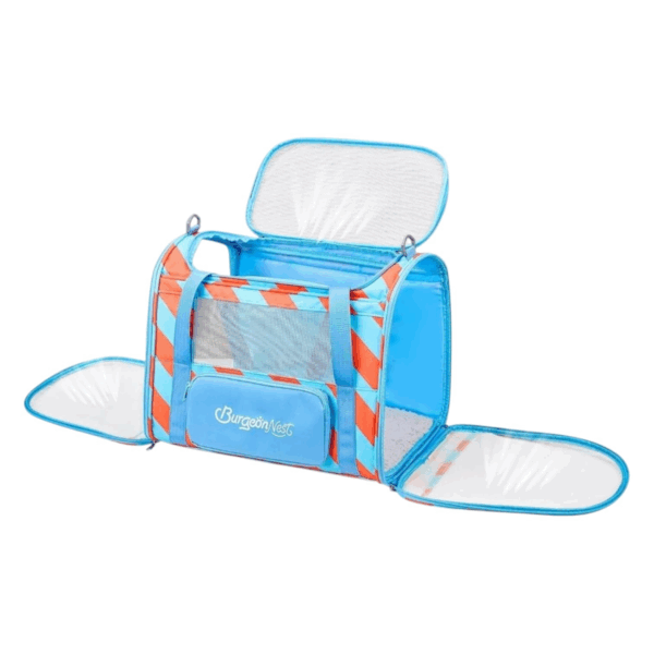 Pet Carrier with Big Side Bag ,blue and orange , Length 43cm Width 31cm
