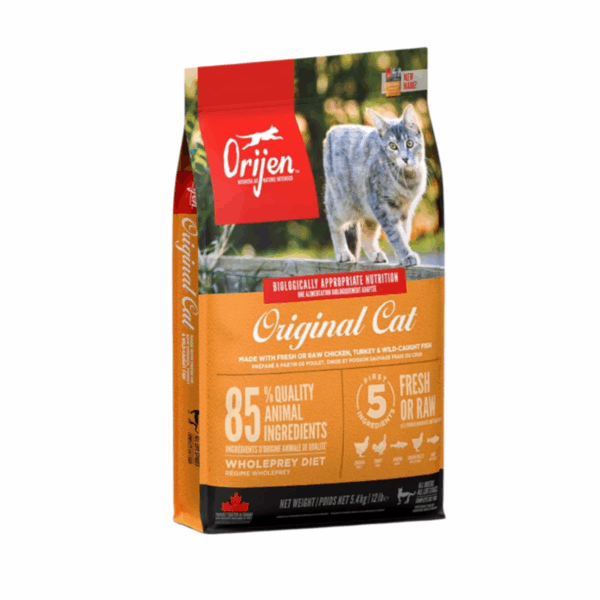 Orijen High-Protein Dry Cat Food – 85% Meat Content with Chicken, Turkey & Wild Fish (5.4 kg)
