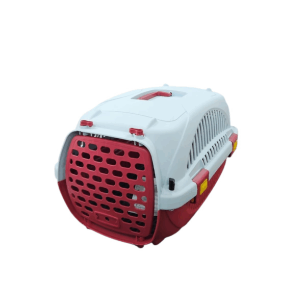 Portable sturdy pet carrier with ventilation holes and a foldable handle, Height:30 cm Length:50 cm Width:30 cm