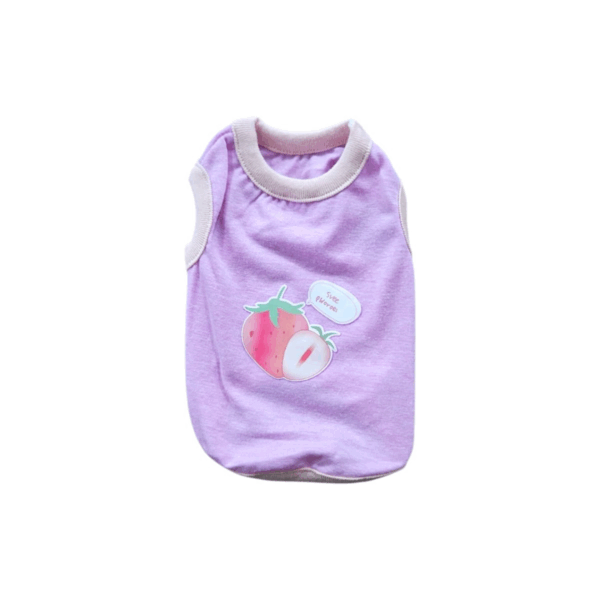 Cute Purple Pet T-Shirt with Strawberry Print – Size 2XS