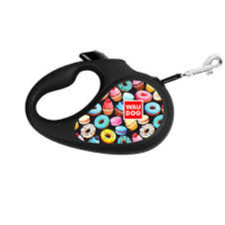 Retractable dog leash, "Dount" design, reflective tape, M, up to 25 kg, 5 meter