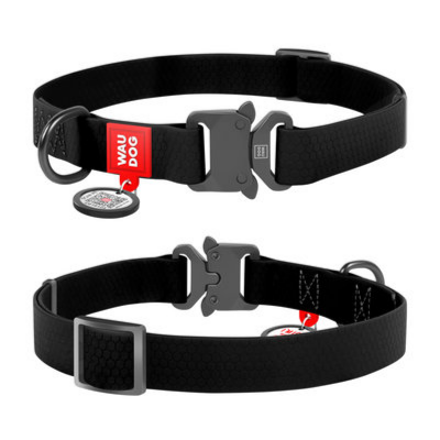 Waterproof dog collar with QR passport, Length 34-49 cm