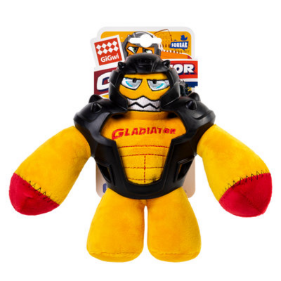Dog toy Gladiator in rubber helmet, textile, rubber, 21 cm