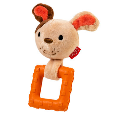 Dog toy Dog with squeaker made of textile & rubber, 15 cm