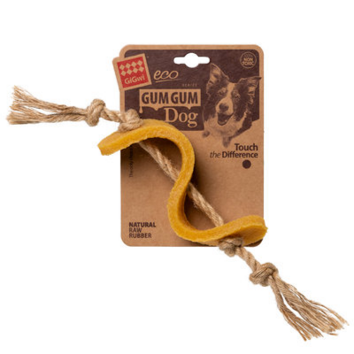 Dog toy Dollar shape, eco-rubber, jute, 13,5 cm