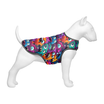 Clothes dog coat "Toothed monsters" Length, 37 cm Neck circumference, 36-47 cm Chest circumference, 52-62 cm