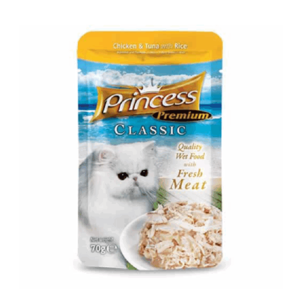 Princess Pouch Chicken & Tuna With Rice Cat Wet Food 70G