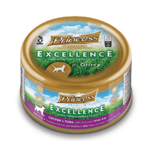 Princess Excellence Chicken & Tuna With Rice & White Bait Cat Wet Food 70G