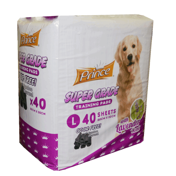 Prince Dogs Training Pads 60 X 90 cm Highly Absorbent Lavender Scent 40 Pcs