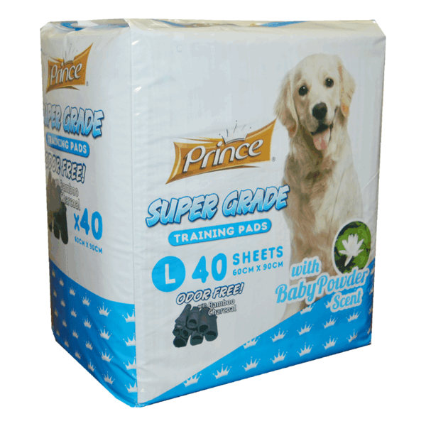Prince Dogs Training Pads 60 X 90 Cm Highly Absorbent Baby Powder - 40 Pcs