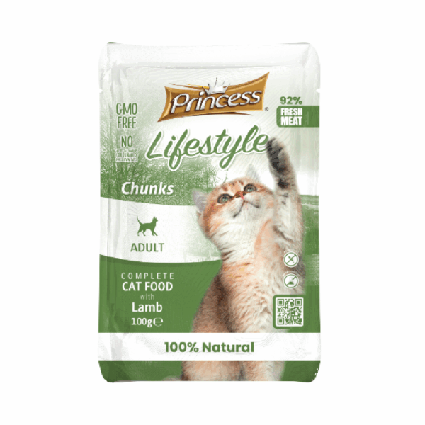 Princess Life Style Chunks with Lamb Cat Wet Food Pouch100g