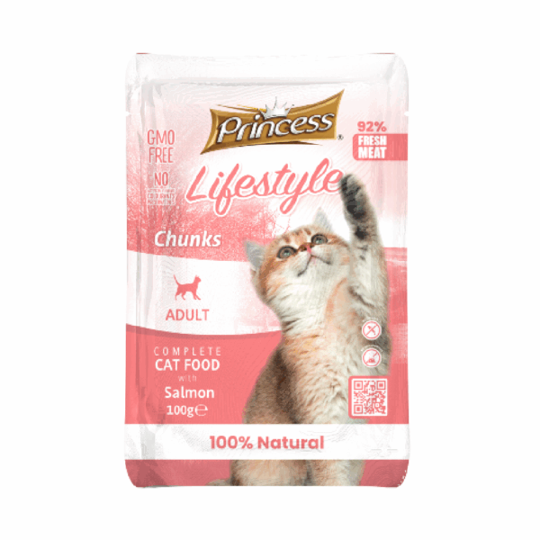 Princess Life Style Chunks With Salmon Cat Wet Food Pouch 100G