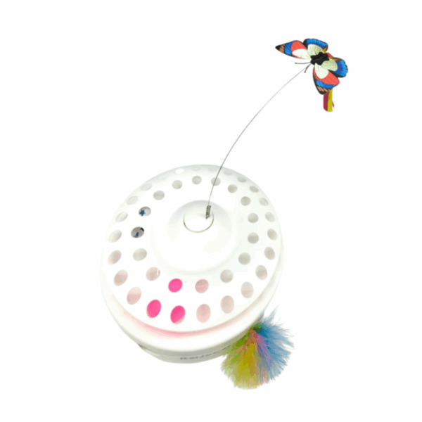 Smart 3-in-1 Cat Toy – Lights, Feather & Butterfly Fun (White)