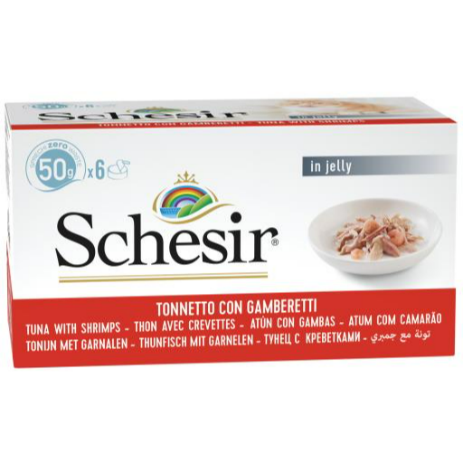 Schesir Tuna & Prawns in Jelly Multipack 6×50g – Gourmet Variety for Daily Feline Indulgence