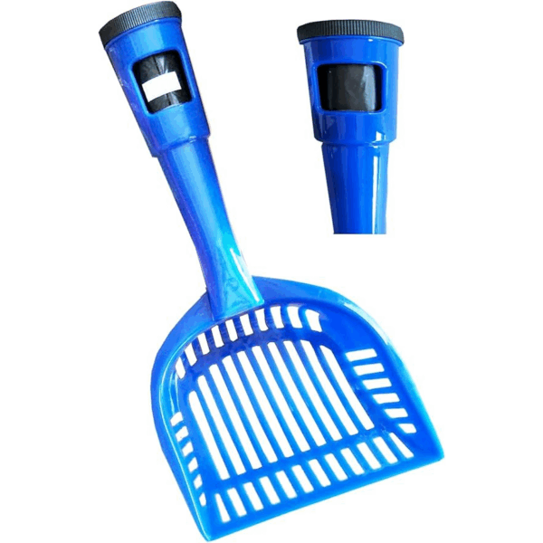 pet waste scooper - Features a Waste Bag Dispenser Built into The Handle - blue