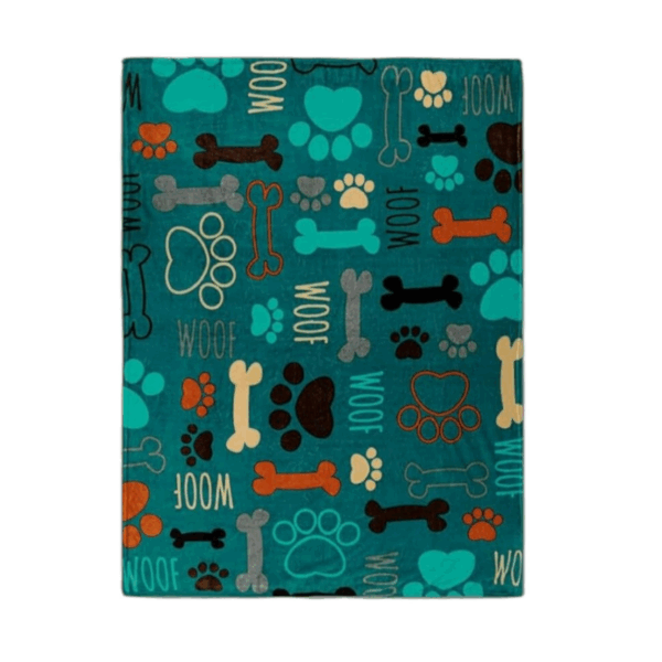 Soft Pet Blanket with Bone and Paw Print Large - Length 171 cm Width 132 cm