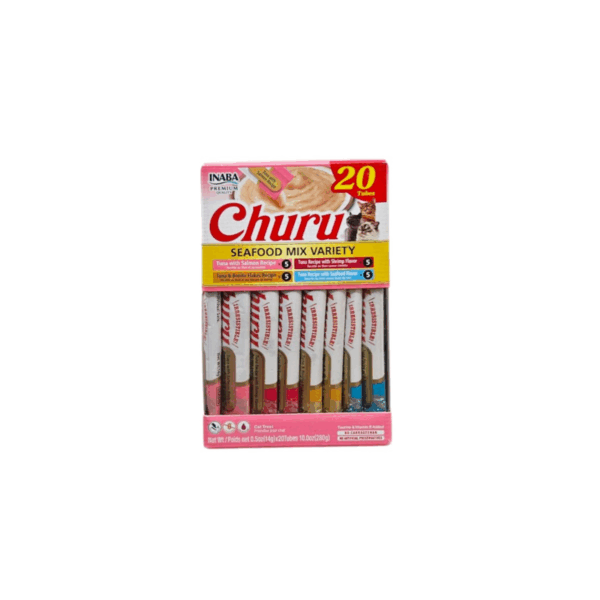 Churu Seafood Cat Treats – 20×14g, 4 Flavor Variety Pack