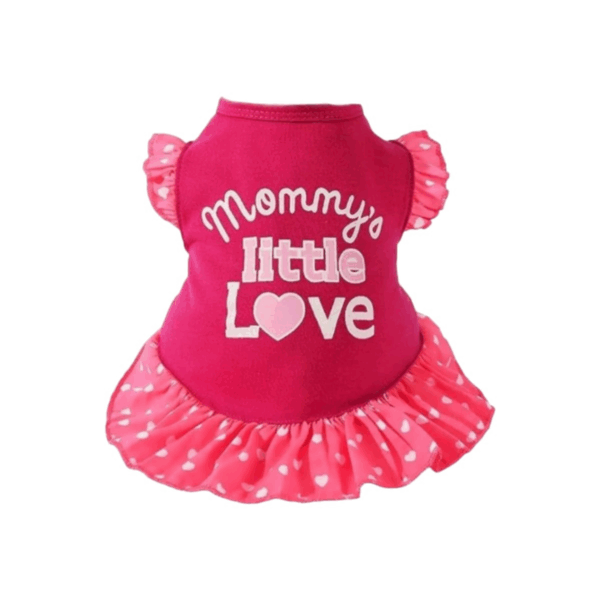comfortable pink pet dress, medium size , with ( mommys little love ) print