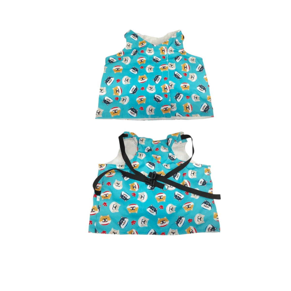 Cooling jacket for pets with reusable ice packs and an adjustable cooling belt, used for walking indoors and outdoors during the summer, L size, blue color.