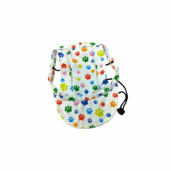 White Cap with Colorful Paw Prints – A Playful Touch of Style for Your Pet Large Size