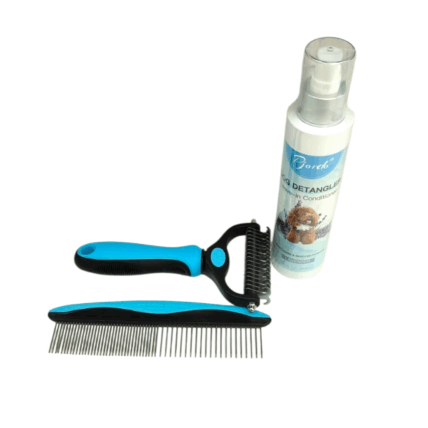 Dog detangler spray with 2 comb