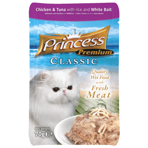 Princess Pouch Chicken & Tuna With Rice And White Bait 70 G