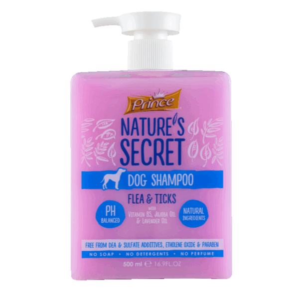 Prince Shampoo, For Fleas & Ticks, with Vitamin B5, Jojoba & Lavender Oil For Dogs 500 ML