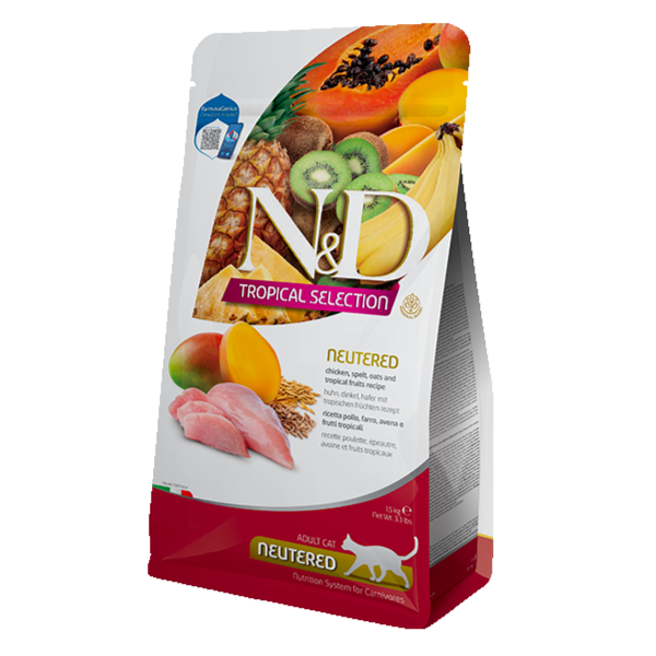 N&D For Neutered Cat Chicken, spelt, oats and tropical fruits feline 10 Kg