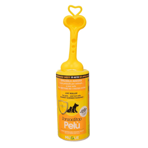 Pelu Pet Dog Mugue Lint Roller – Fast Fur Cleaning & Mosquito Defense (60 Sheets, Yellow)