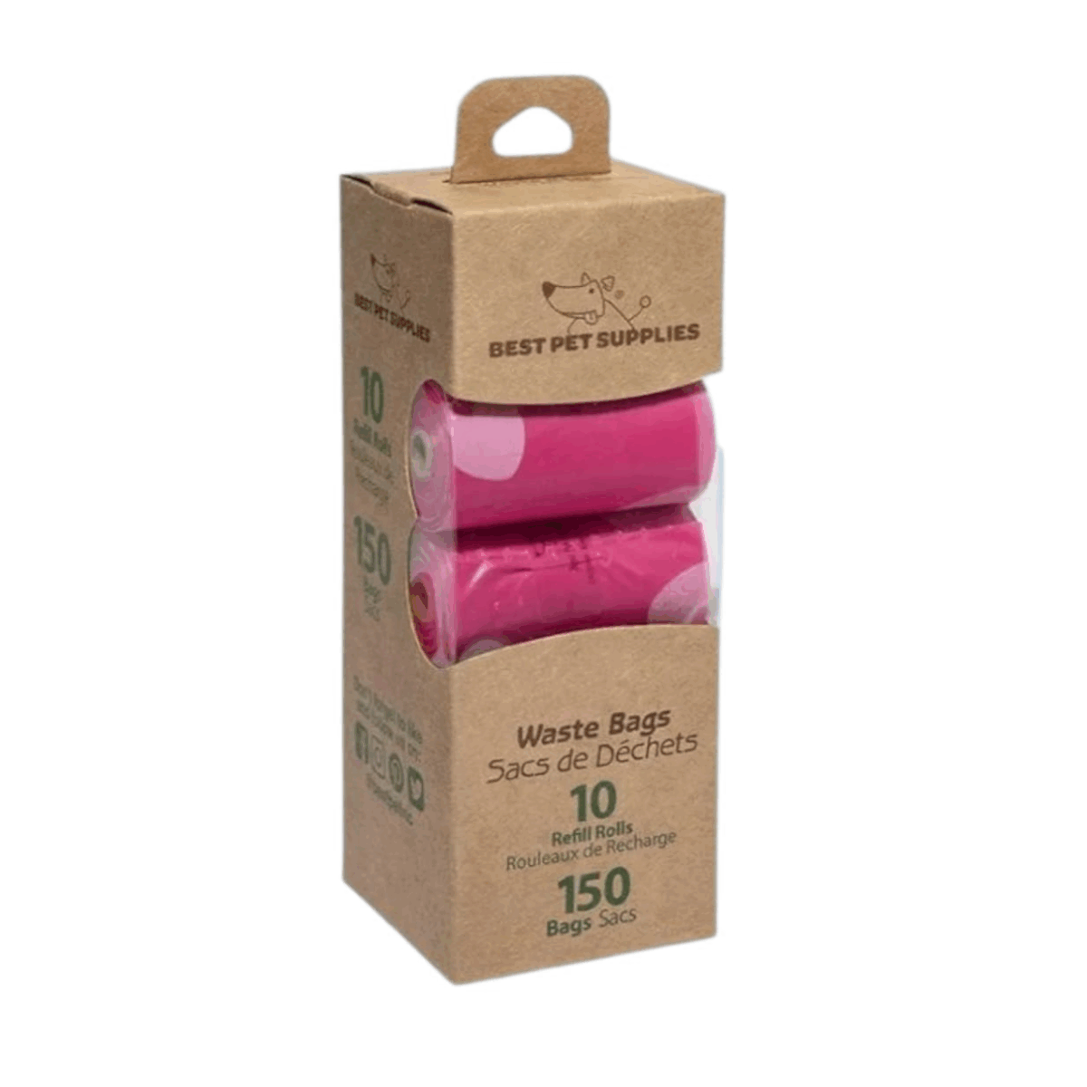 Dog Poop Bags Leak Proof and Tear Resistant, Thick Plastic 10 Rolls 150 Pcs , pink color
