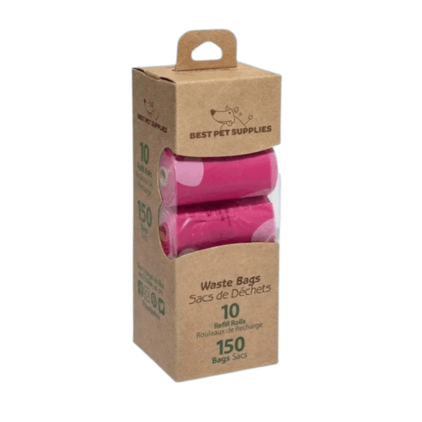 Dog Poop Bags Leak Proof and Tear Resistant, Thick Plastic 10 Rolls 150 Pcs , pink color