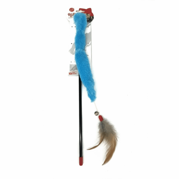 Cat Entertainment Toy – Flexible Wand with Soft Fur and Feathers for Interactive Play