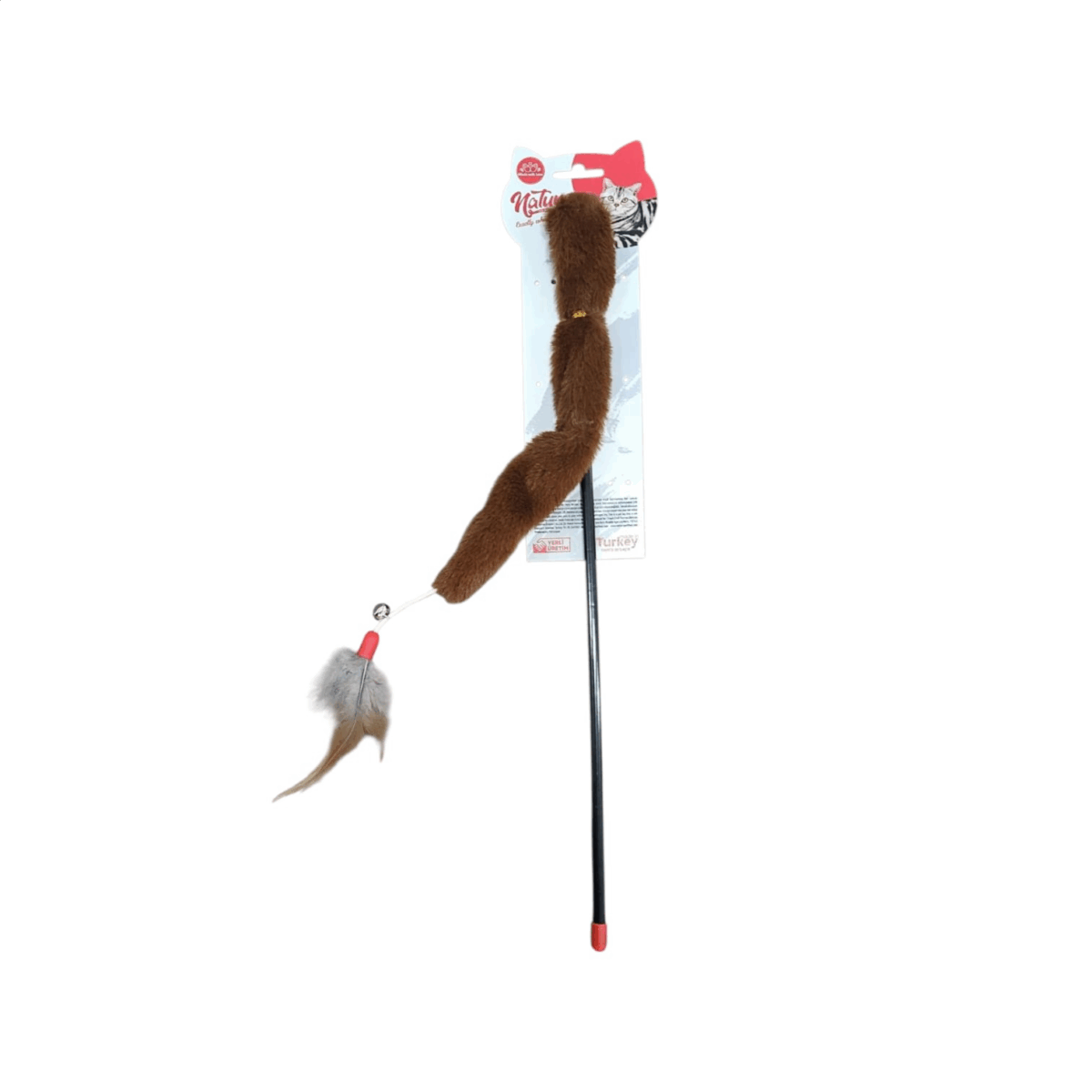 Cat Entertainment Toy – Flexible Wand with Soft Fur and Feathers for Interactive Play