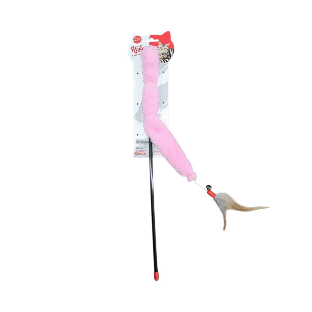 Cat Entertainment Toy – Flexible Wand with Soft Fur and Feathers for Interactive Play